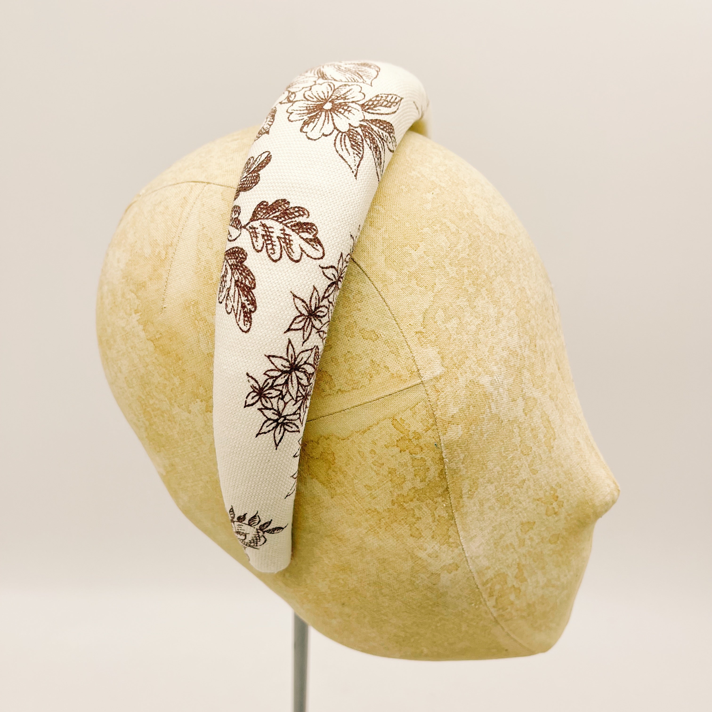 Cerchietto Velluto Toile de Jouy Brown Padded
