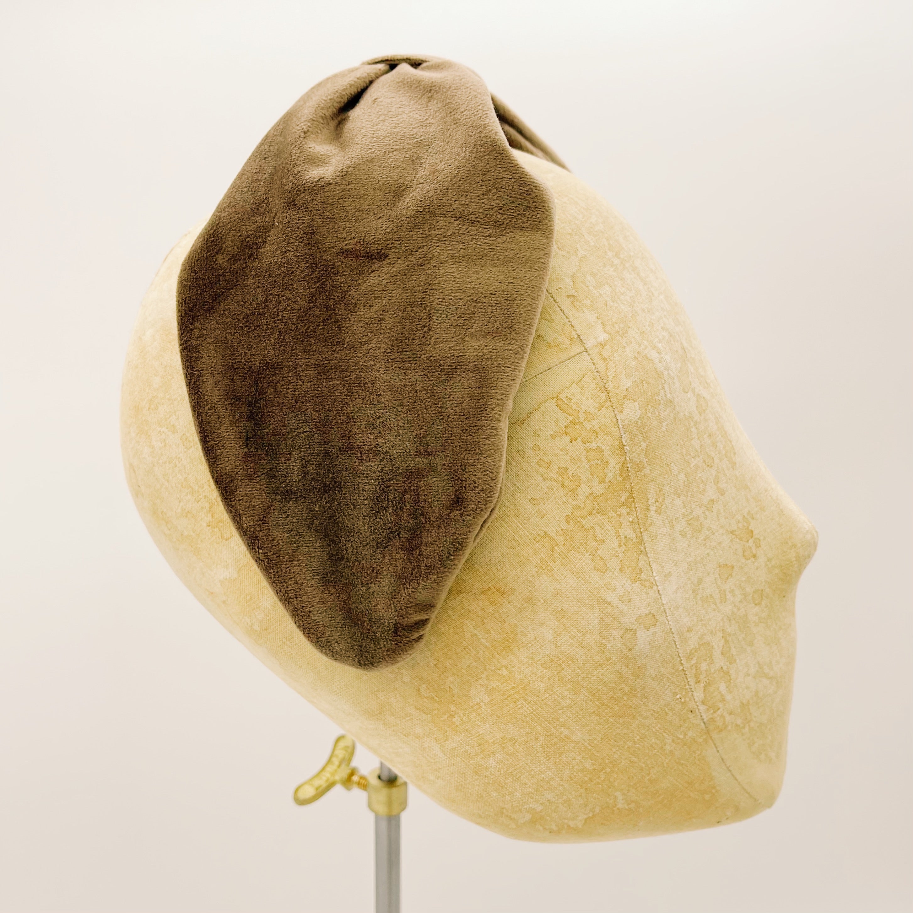 Dark Brown Velvet Headband with Leaf
