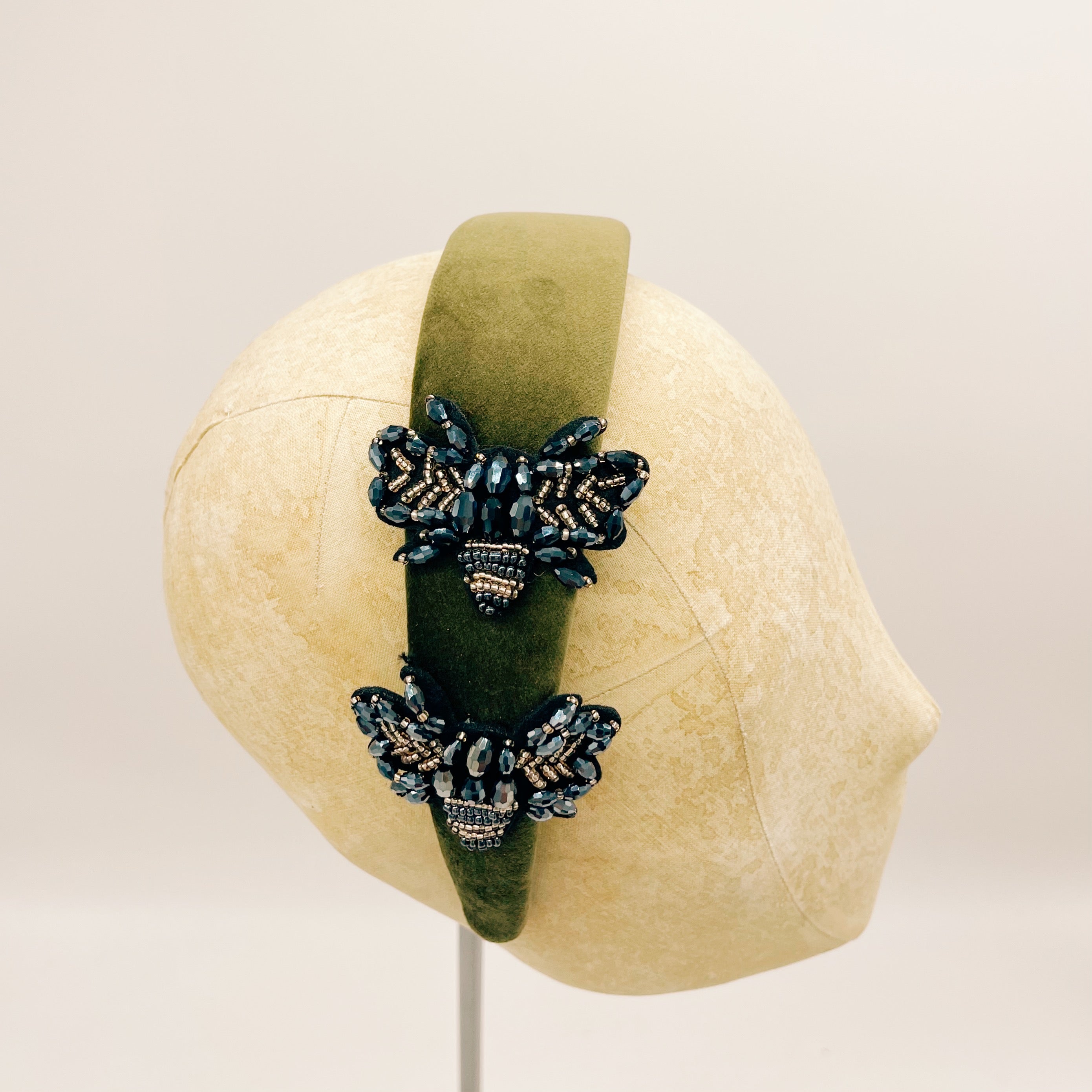 Grey Velvet Mini Headband
