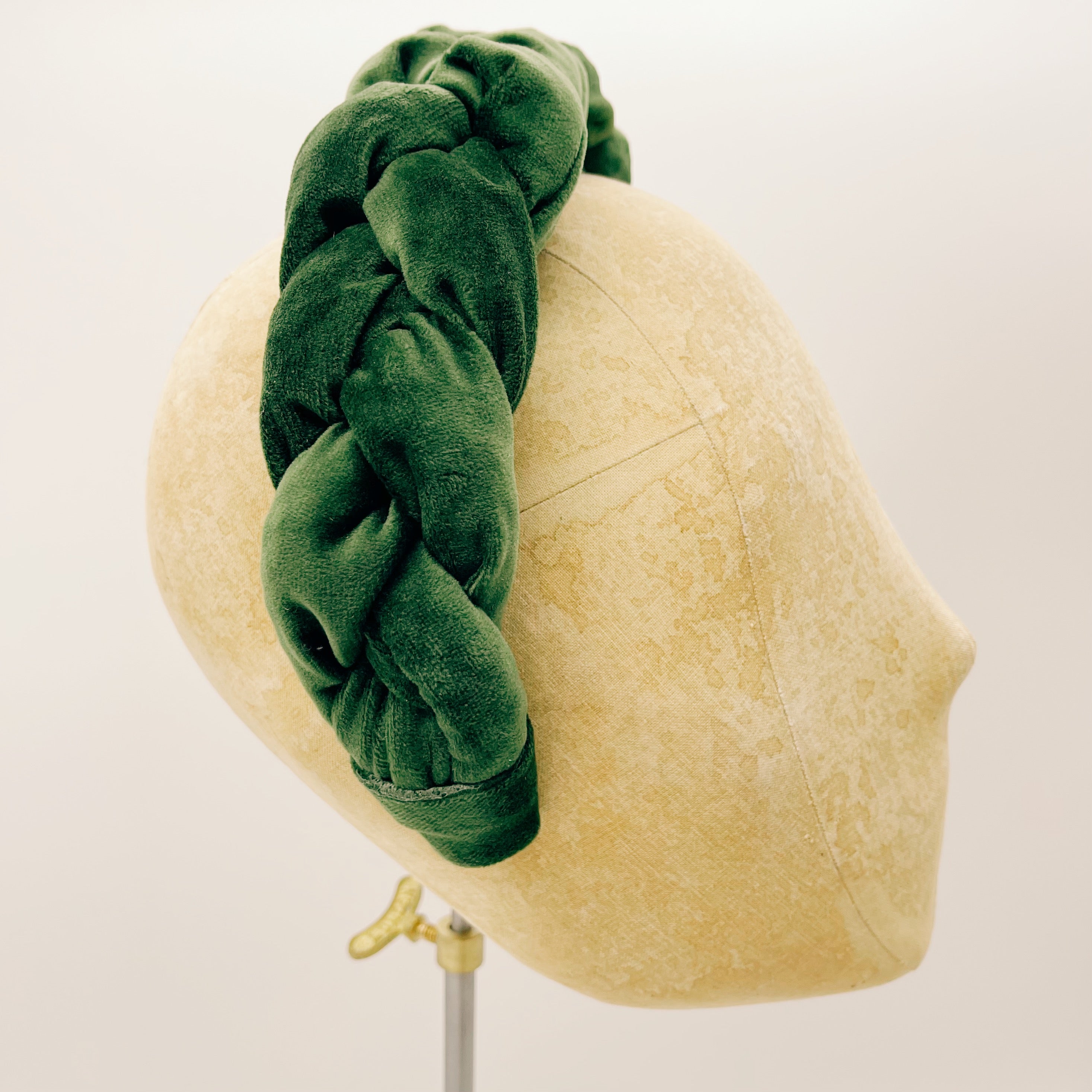 Olive Green Velvet Braid Headband
