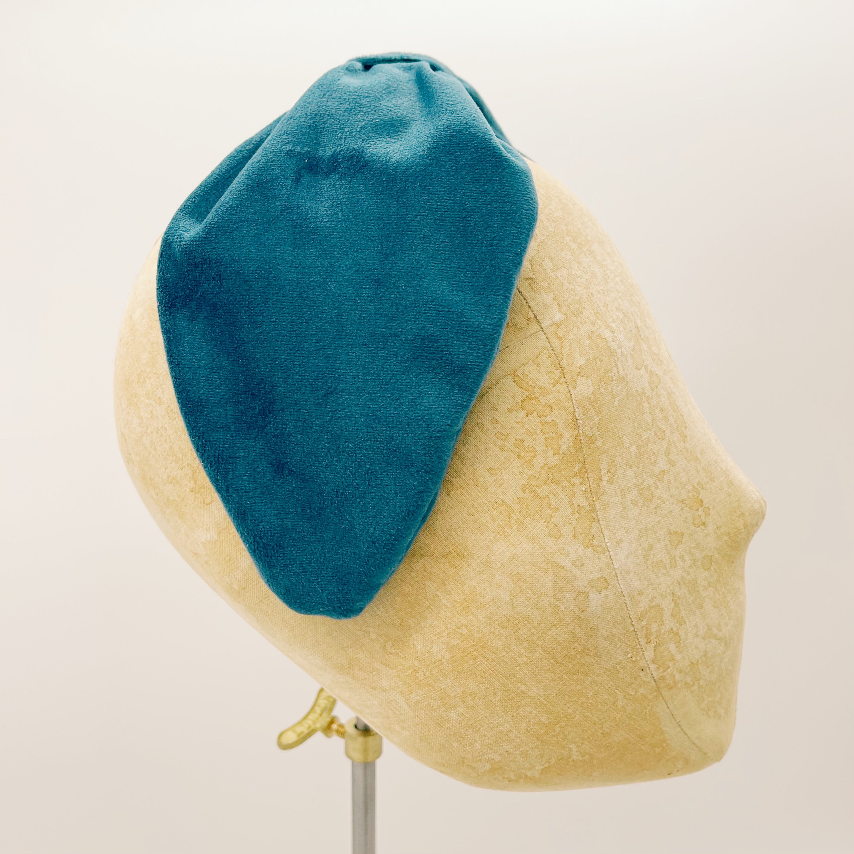 Petrol Blue Velvet Headband Leaf