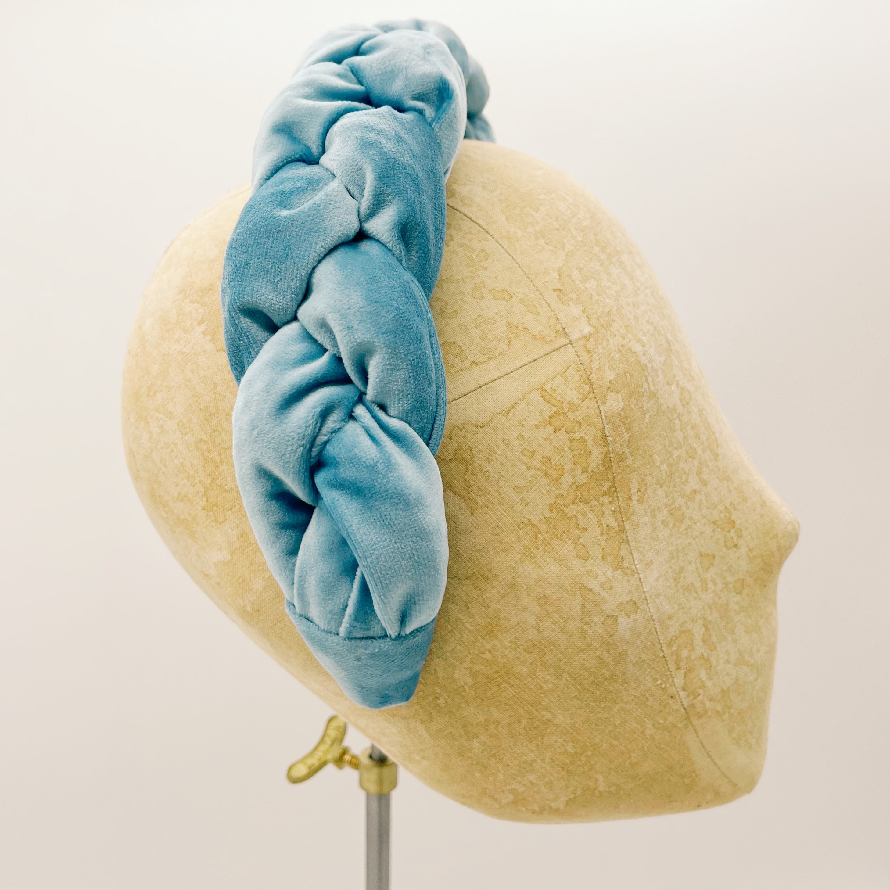 Light Blue Velvet Braided Headband