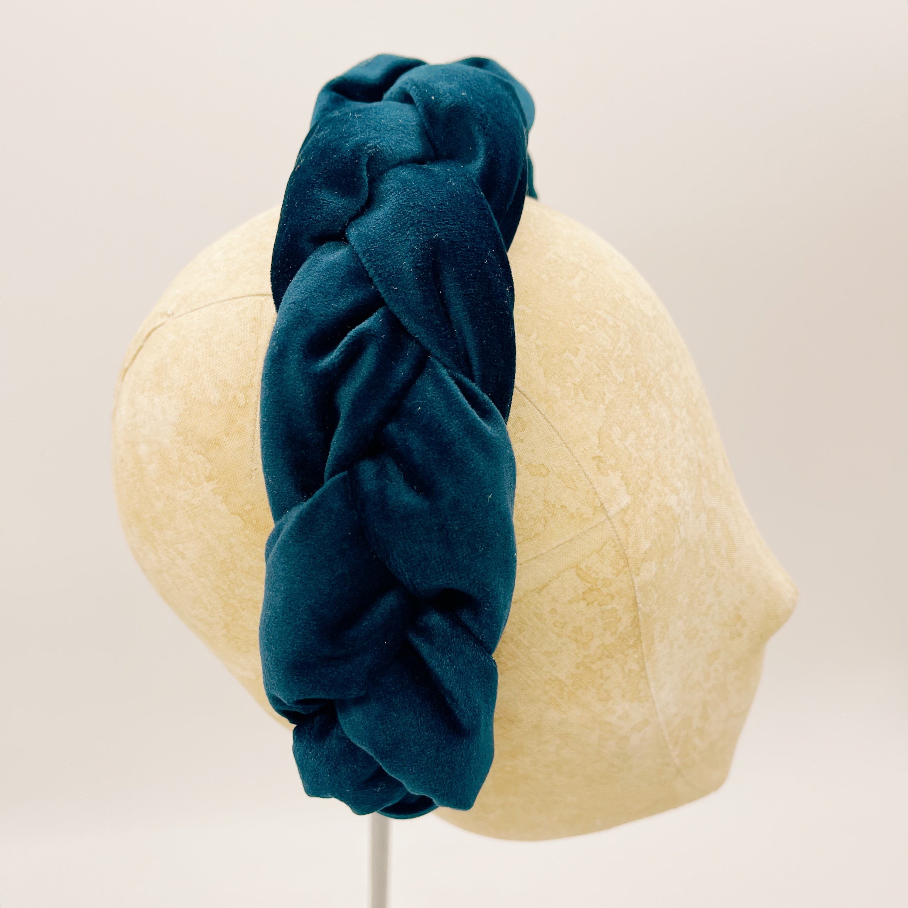 Headband Velvet Navy Blue Braid