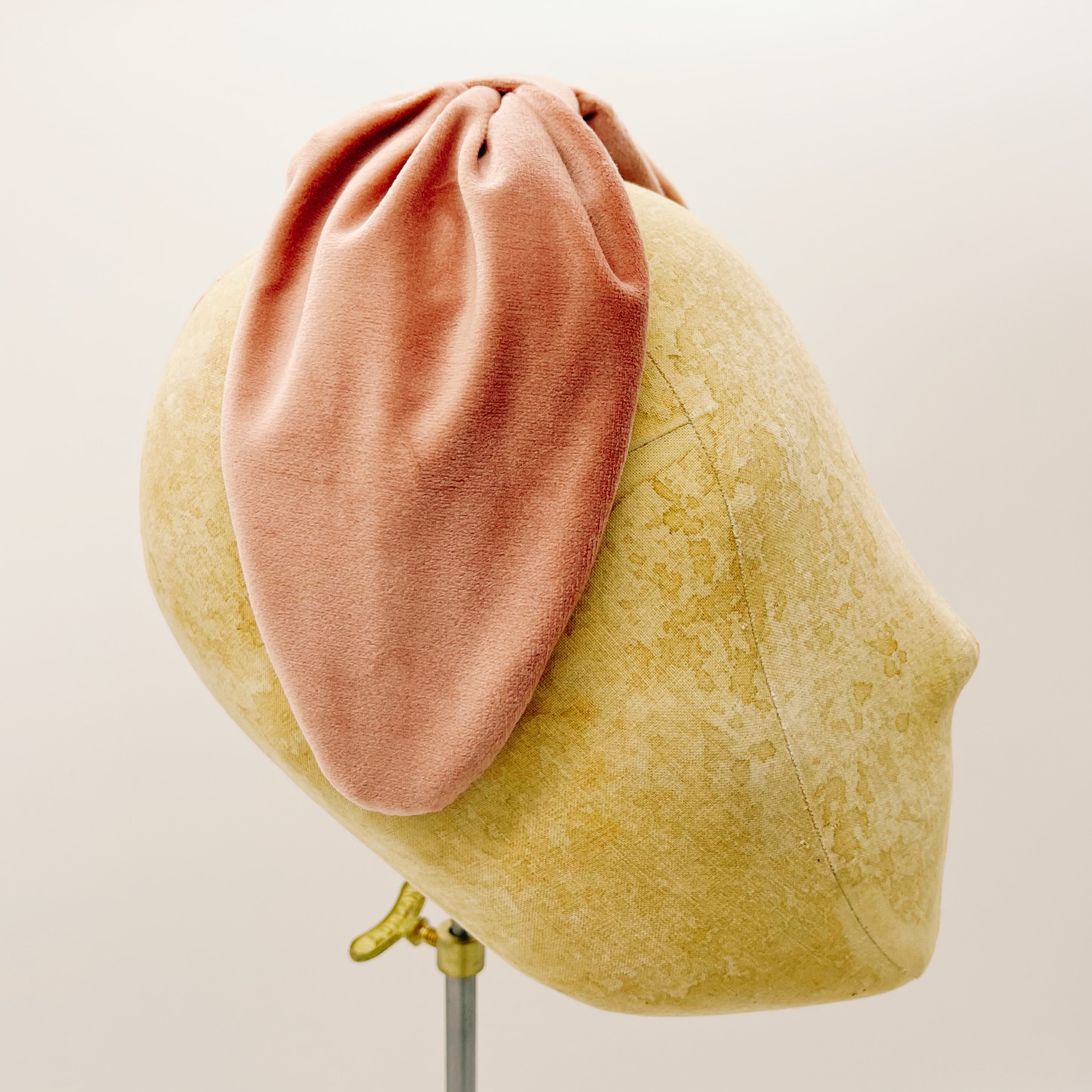 Vintage Velvet Pink Leaf Headband