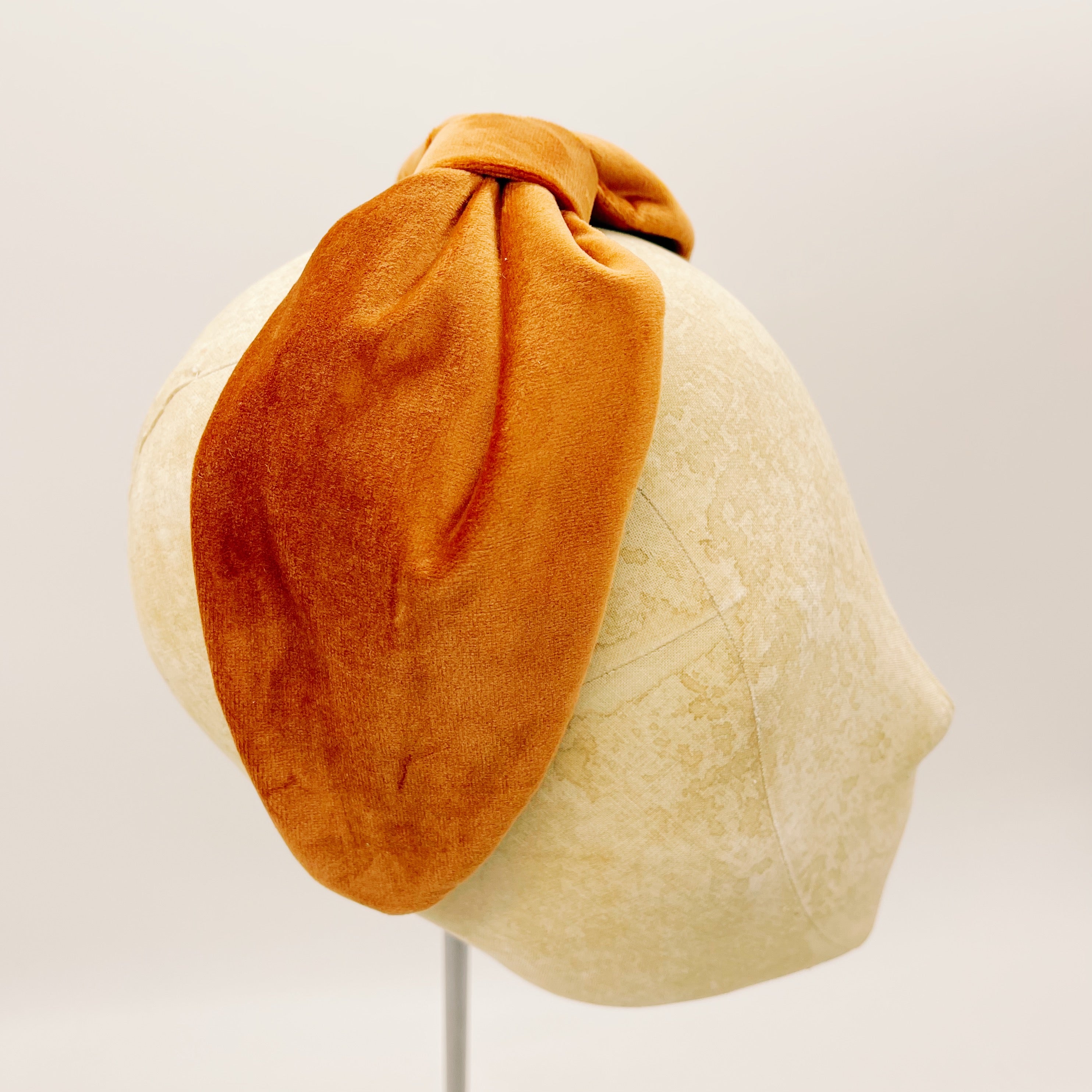 Brown Velvet Headband with Leaf Detail