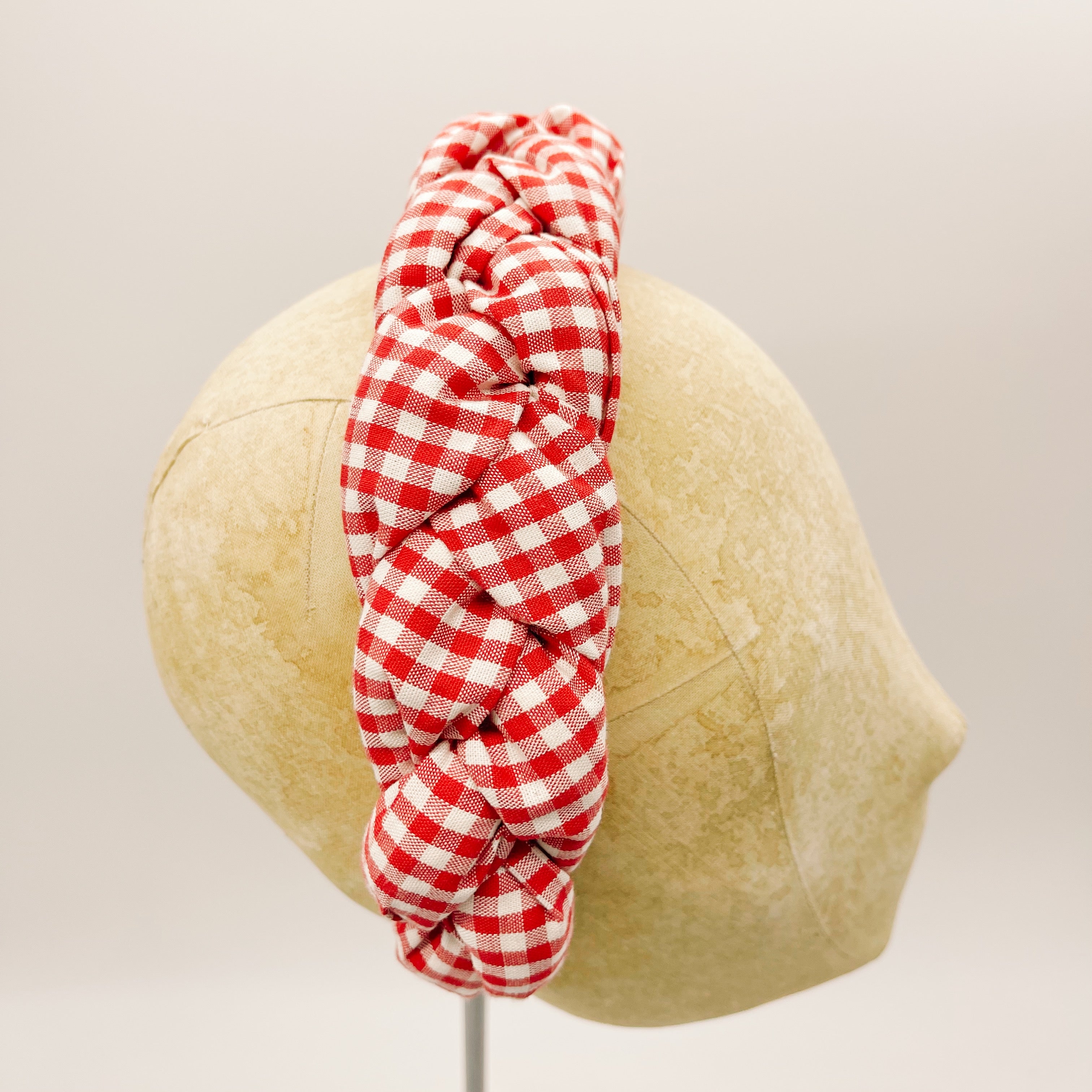 Vichy Red Braided Headband
