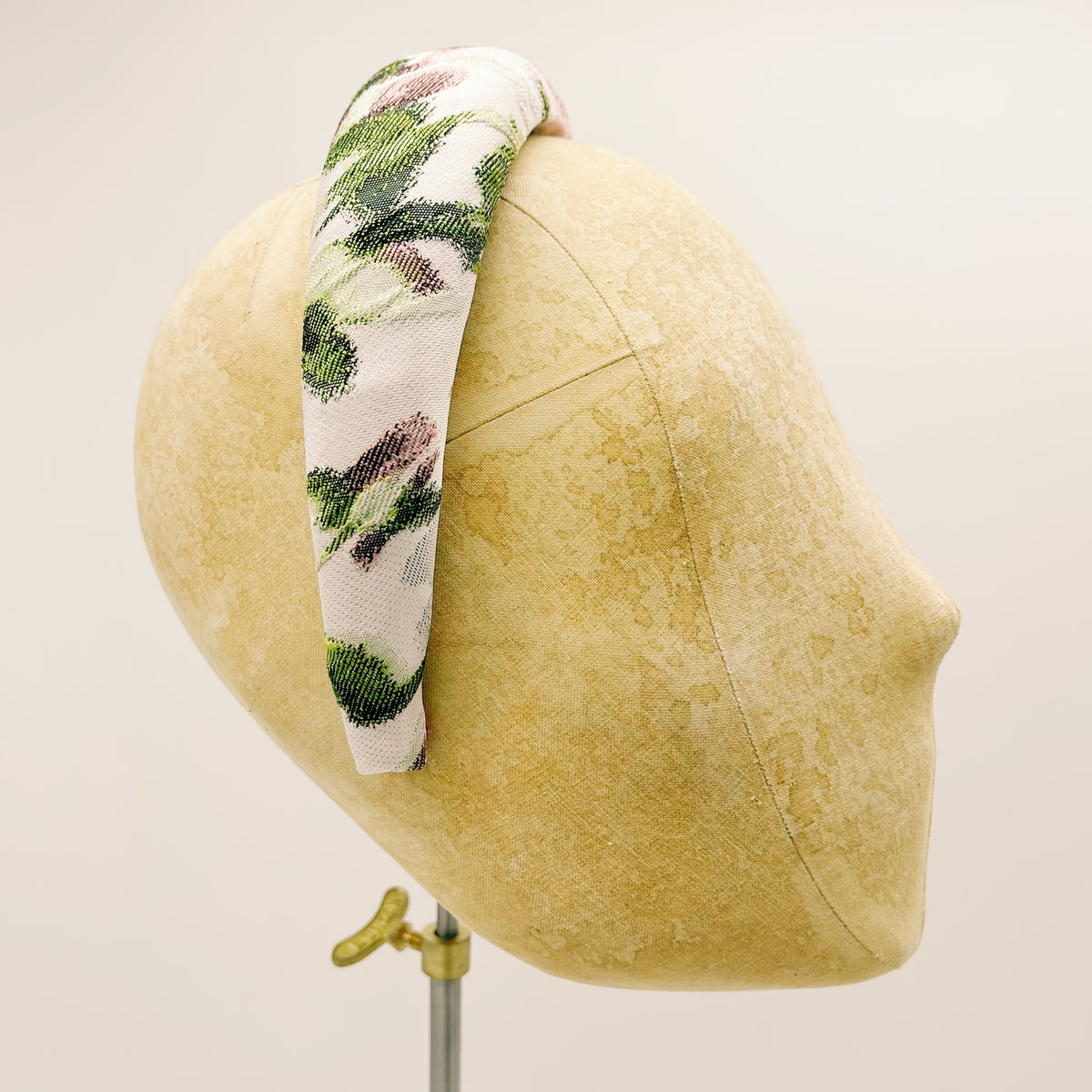 Cerchietto Jacquard Green and Pink Abstract Padded